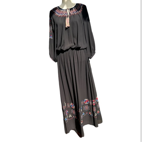 THE GREAT Long Black Embroidered Dress - Picture 6 of 13
